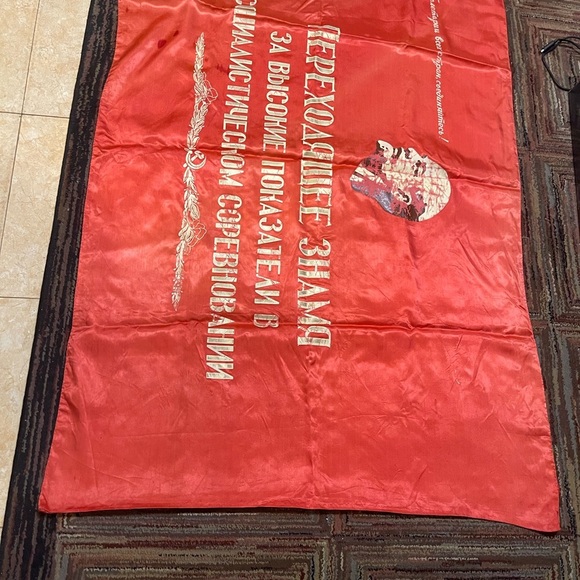 VTG USSR Soviet Union  Lenin Socialist Propaganda Red Banner Flag Double Sided - Picture 2 of 10
